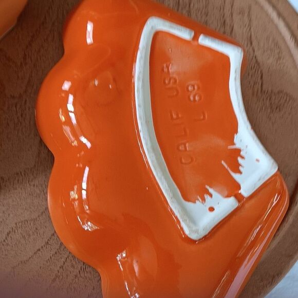 Vtg California Pottery Lazy Susan Sunflower Orange & Gold in Original Box - Picture 6 of 14